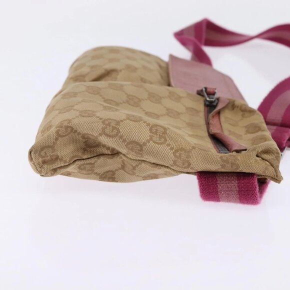 GUCCI GG Canvas Sherry Line Waist Bag Beige Pink Silver 28566 Auth 144532 - Picture 6 of 16